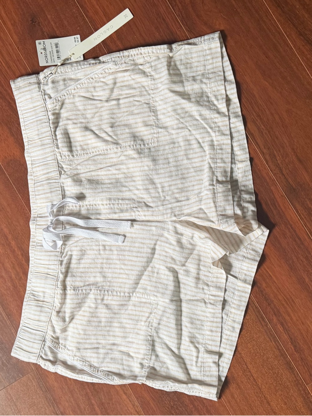 Caslon Striped Drawstring Linen Blend Shorts